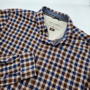 Cody James Mens Large Blue Brown Plaid Long Sleeve Western Button Down Shirt